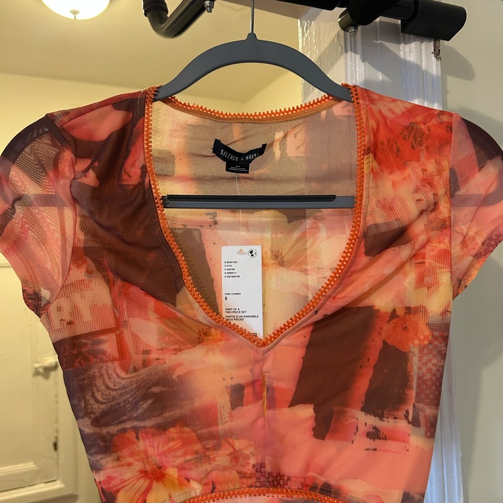 Silence & Noise Urban Outfitters Orange top and matching skirt set